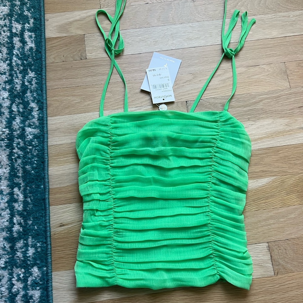 Nordstrom Green Ruched Tank Top